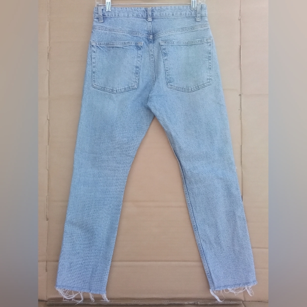 Women's Zara Denim Distressed Style Cotton Jeans Medium Wash - Picture 2 of 13